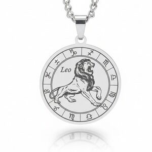Leo Zodiac Sign Lion Astrology Necklace‎ Stainless Steel Pendant Chain